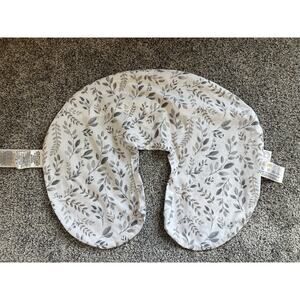 Boppy Original Nursing Pillow Cover White Gray Leaves Plants